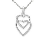 1/10 Carat (ctw) Diamond Heart Pendant Necklace in 14K White Gold with Chain